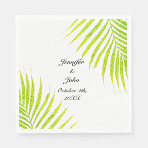 Tropical Palm Weddings Glittery Green Gold 2023 Napkins