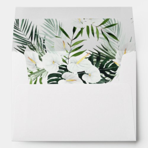 Tropical Palm  White Floral 2 Envelope
