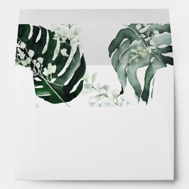 Tropical Palm & White Floral 3 Envelope (Back (Bottom))