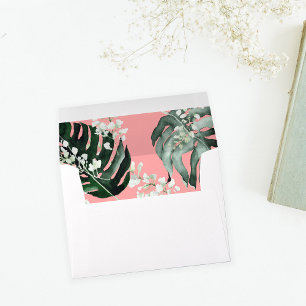 Tropical Palm & White Floral 3 - Pink Envelope