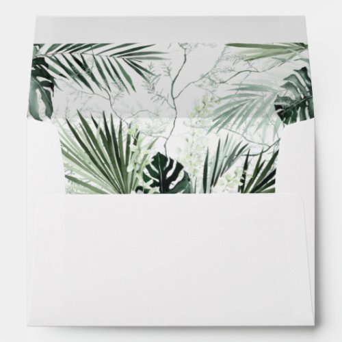 Tropical Palm  White Floral Envelope