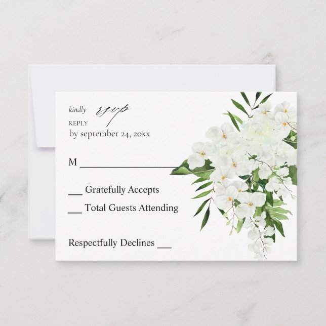 Tropical Palm & White Floral no Meal RSVP 2 (Front)