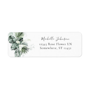 Tropical Palm & White Floral Return Address Label