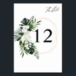 Tropical Palm & White Floral Table Number<br><div class="desc">Dress up your wedding or party tables with your Tropical Palm & White Floral Table Number Card.</div>