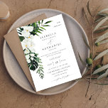 Tropical Palm & White Floral Wedding 2 V2 Invitation<br><div class="desc">Get your guests ready for your fabulous wedding with your Tropical Palm & White Floral Wedding invitations.  Modern style and elegant. Check out our Tropical Palm & White Floral collection for more wedding invitation design options.</div>