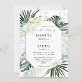 Tropical Palm & White Floral Wedding V2 LN Invitation (Front)