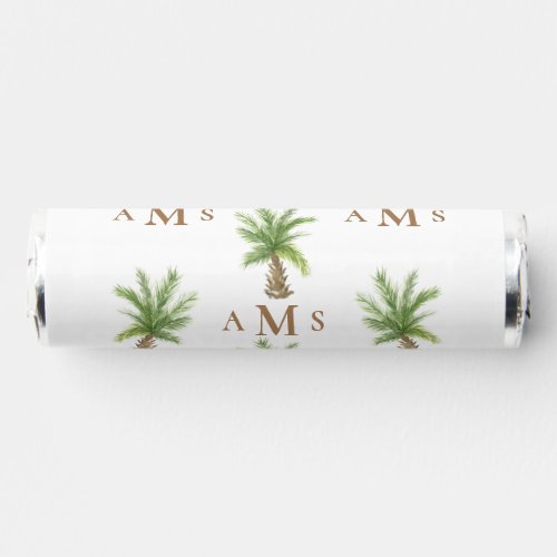 Tropical Palm White  Gold Monogram Wedding Favor