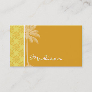 Tropical Palm; Yellow Orange Swirl Business Card
