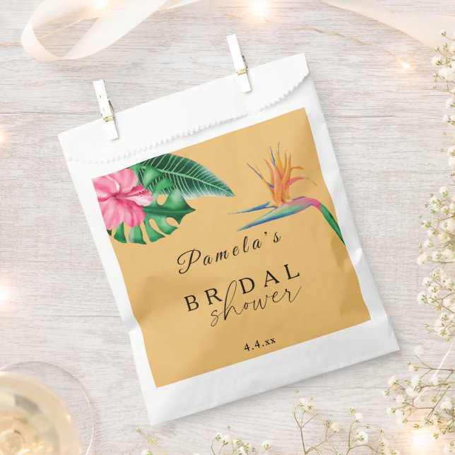 Tropical Palms and flowers Bridal Shower  Favor Bag (Clipped)