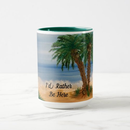 Tropical Palms and Ocean TwoToned Coffee Mug