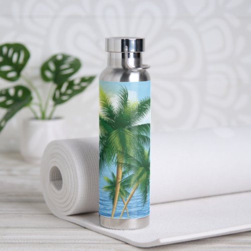 Tropical Palms and Ocean Water Bottle
