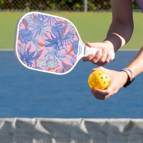 Tropical Palms and Pineapples Custom Name Phone  Pickleball Paddle