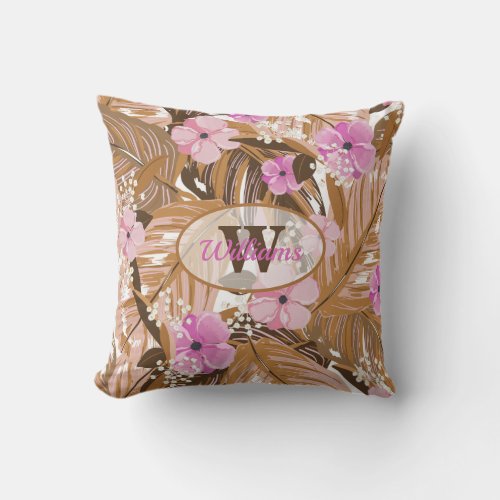 Tropical Palms and Plants Outdoor Pillow