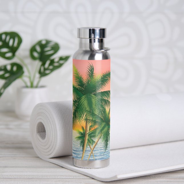 Tropical Palms and Sunset Water Bottle (Yoga)