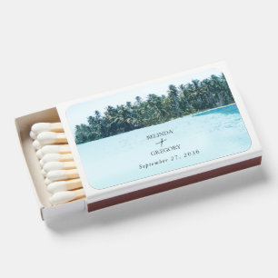 Tropical Palms & Beach Destination Wedding Matchboxes