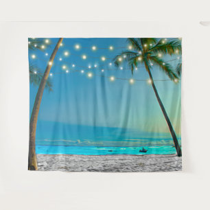 Tropical Palms Beach Lights Photobooth Backdrop