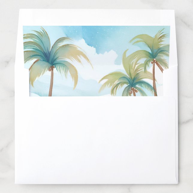Tropical Palms | Beach Watercolor Wedding Envelope Liner (In Envelope)