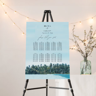 Tropical Palms & Beach Wedding Seating Chart Foam Board