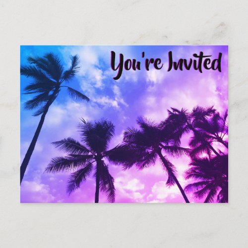Tropical Palms Birthday Party Invitation Postcard