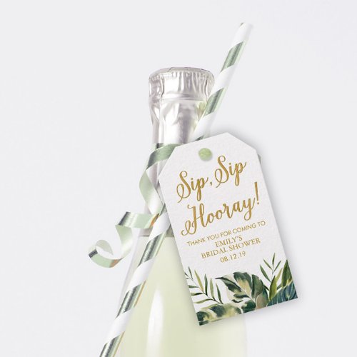 Tropical Palms Bridal Shower Wine Favor Tags