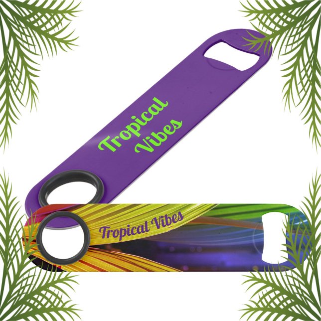 Tropical Palms Bright Colorful Purple Customizable Bar Key (Creator Uploaded)