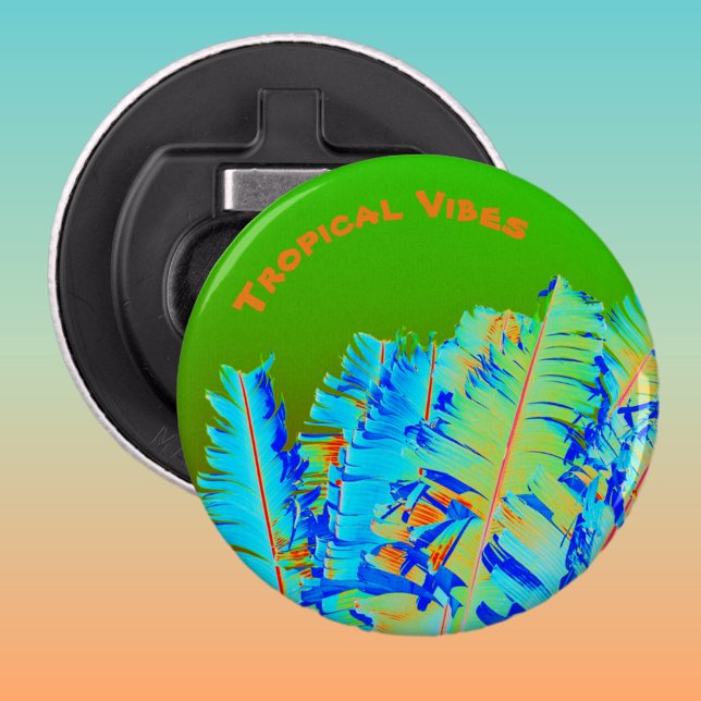 Tropical Palms Colorful Green and Blue Bottle Opener (Creator Uploaded)