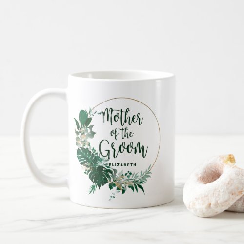 Tropical Palms Gold Circle Mother of the Groom Coffee Mug