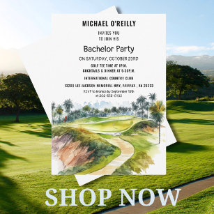Tropical Palms Golf Bachelor Party  Invitation