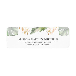 Tropical Palms Leaves Watercolor Return Address Label