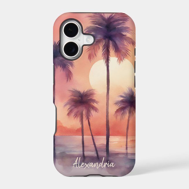 Tropical Palms Monogram Iphone Case (Back)
