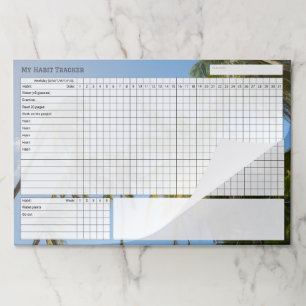 Tropical palms Monthly Habit Tracker Custom Paper Pad