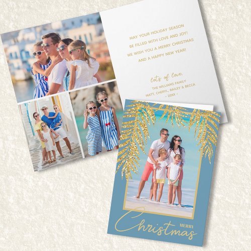 Tropical Palms Multi Photo Christmas Card