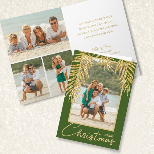 Tropical Palms Multi Photo Christmas Holiday Card