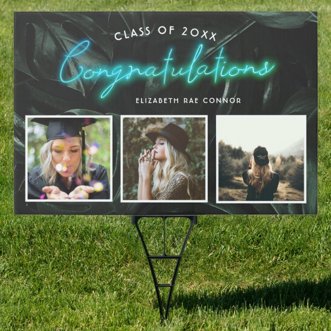 Tropical Palms Neon Lights | Graduation 3 Photo  Sign