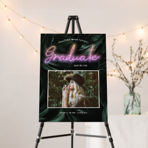 Tropical Palms Neon Lights   Graduation Photo Foam Board