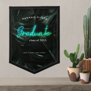 Tropical Palms Neon Lights   Monogram Pennant