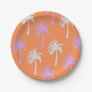 Tropical Palms on Bright Orange Paper Plates