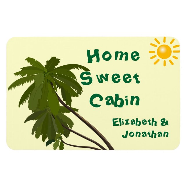 Tropical Palms Personalized Stateroom Door Marker Magnet (Horizontal)