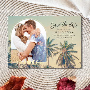 Tropical Palms Photo Beach Wedding Save The Date