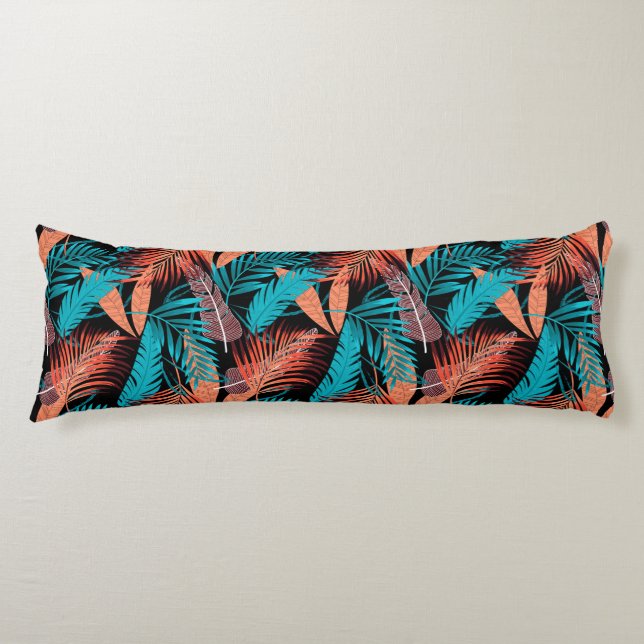 Tropical Palms Print Body Pillow (Front)