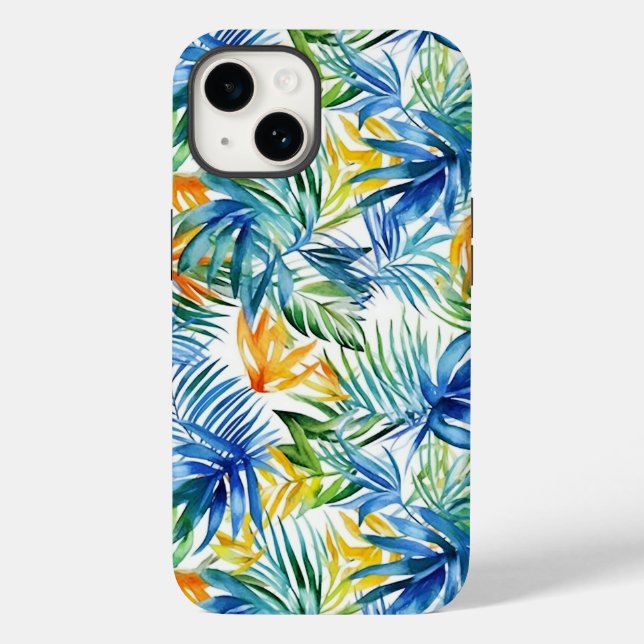 Tropical Palms Print iPhone 14 Case (Back)