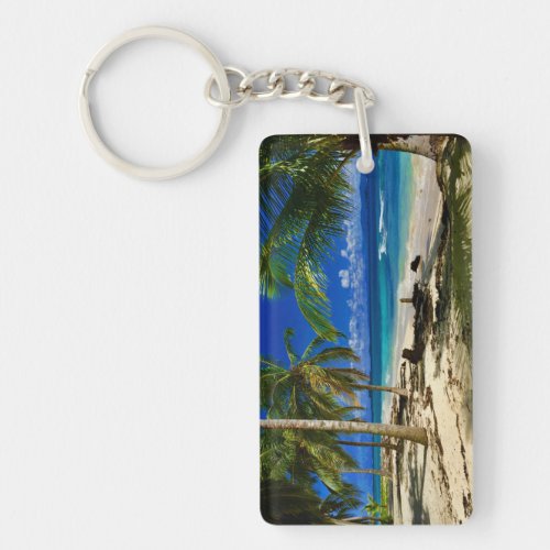 Tropical Palms San Blas Panama Sandy Beach Island Keychain