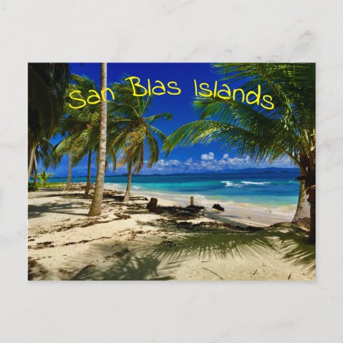 Tropical Palms San Blas Panama Sandy Beach Island Postcard