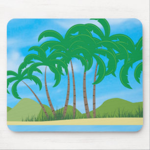 Tropical Palms Sand Blue Sky Elegant Template Mouse Pad