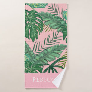 Tropical Palms Stripe Personalised Beach Towel
