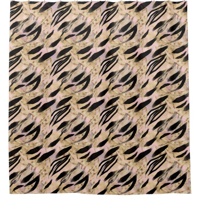 Tropical Palms Tiger Animal Print Shower Curtain (Front)