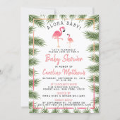 Tropical Palms Watercolor Flamingo Baby Shower Invitation (Front)