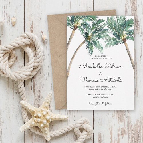 Tropical Palms  Watercolor Wedding Invitation