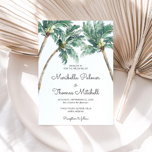 Tropical Palms Watercolor Wedding Invitation