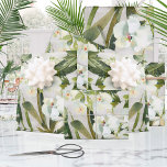 Tropical Palms White Orchid Garden Floral Wrapping Paper Sheets<br><div class="desc">Floral wrapping paper sheets featuring watercolor painted peonies,  poppies,  sunflowers,  dahlias and other garden delights.</div>